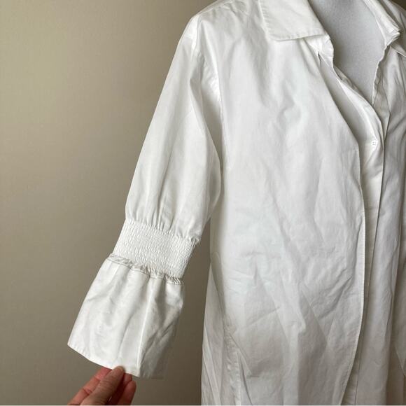 Shirt Dress Halston Heritage Smock Sleeve Overlay White Women's Size Small - Picture 8 of 14
